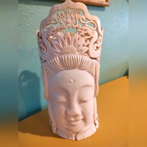 1950 Chinese Carved Imperial Head Buddha Vintage Antique Mid Century Ivory